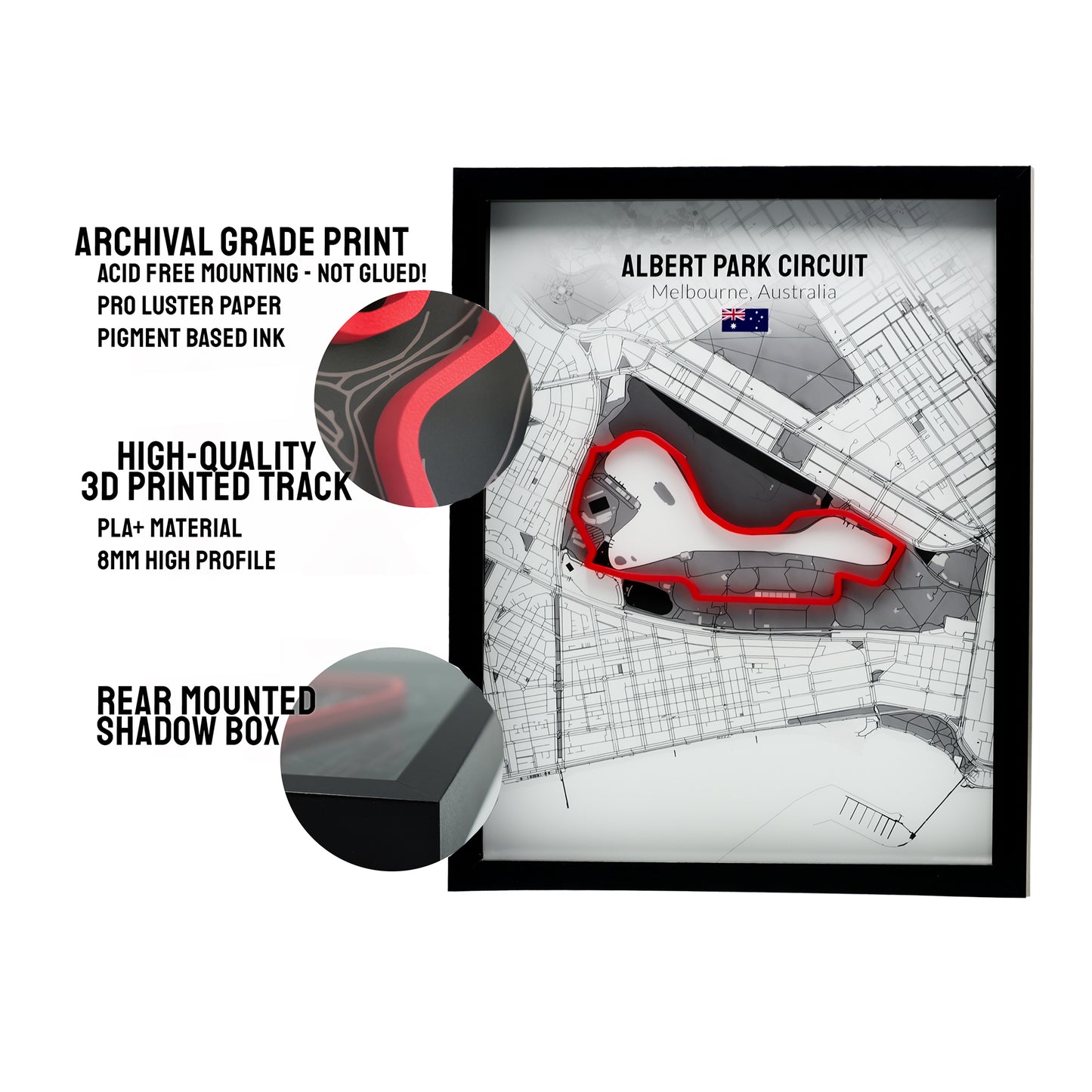 Albert Park Australian Grand Prix - 11x14 Shadow Box - White Background