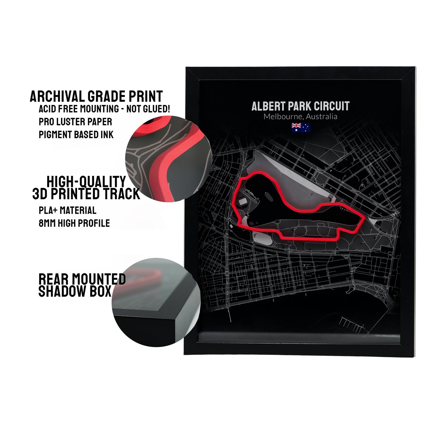 Albert Park Australian Grand Prix - 11x14 Shadow Box - Black Background