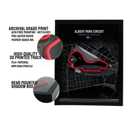 Albert Park Australian Grand Prix - 11x14 Shadow Box - Black Background