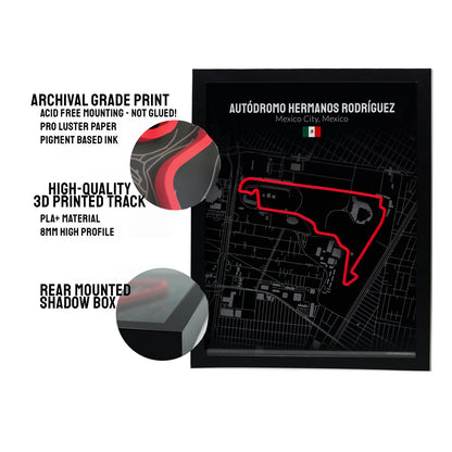 Mexico City Grand Prix - 11x14 Shadow Box - Black Background