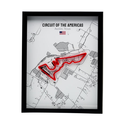 Circuit Of The Americas Grand Prix - 11x14 Shadow Box - White Background