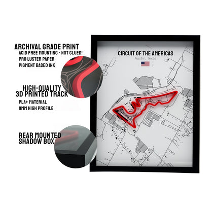 Circuit Of The Americas Grand Prix - 11x14 Shadow Box - White Background