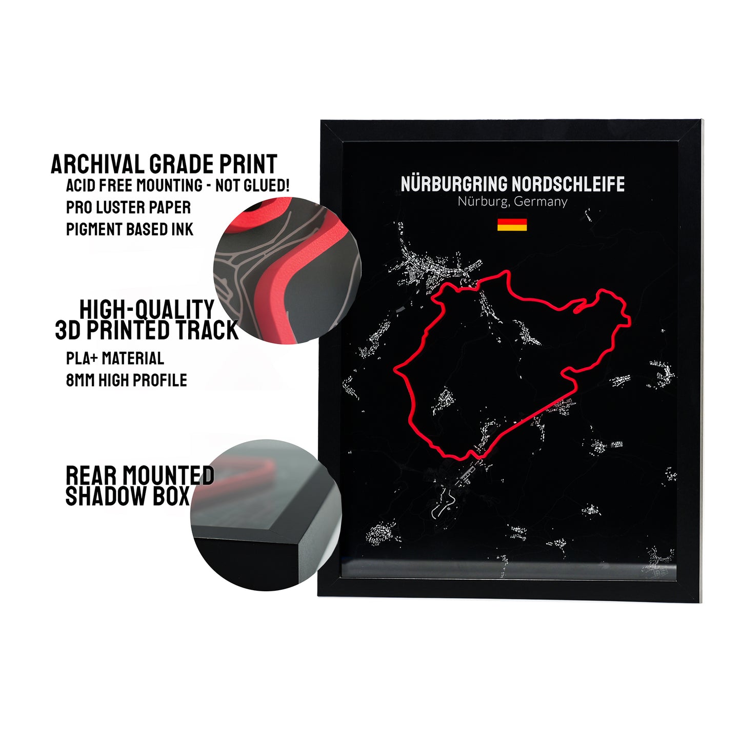 Nürburgring Nordschleife - 11x14 Shadow Box - Black Background