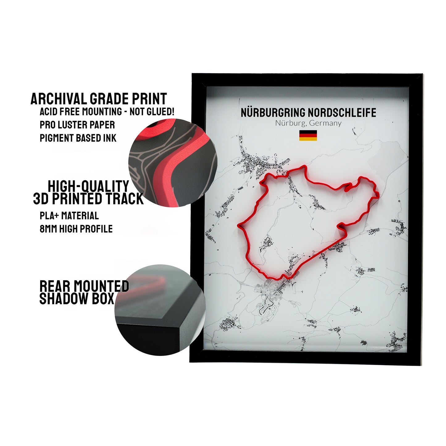 Nürburgring Nordschleife - 11x14 Shadow Box - White Background