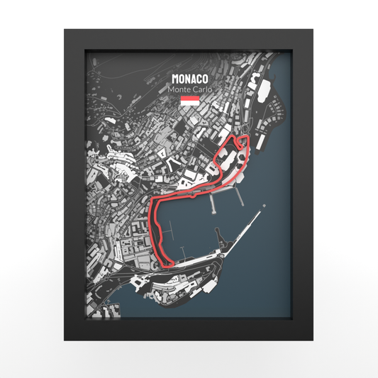 Monaco Grand Prix - 11x14 Shadow Box - Black Background