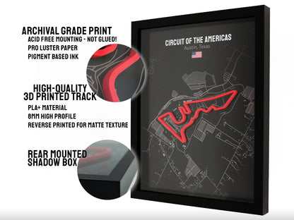 Circuit Of The Americas Grand Prix - 11x14 Shadow Box - Black Background